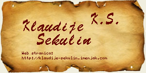 Klaudije Sekulin vizit kartica